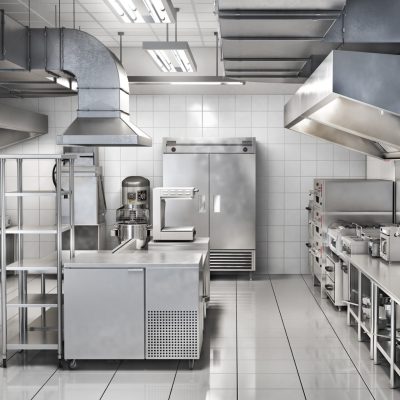 Industrial kitchen. Restaurant kitchen. 3d illustration